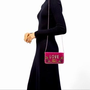 Gucci Velvet Maltelasse LOVE Limited Edition Embroidered GG Marmont Mini